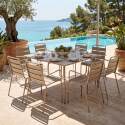 Tavolo da giardino quadrato in metallo 120x120 cm e 8 sedie con braccioli