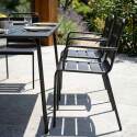 Tavolo da giardino quadrato in metallo 120x120 cm e 8 sedie con braccioli