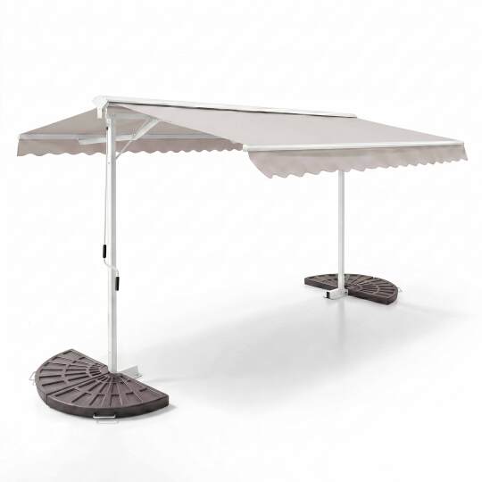 Tenda da sole doppia inclinazione (3 x 4 m) + 4 lastre di zavorra