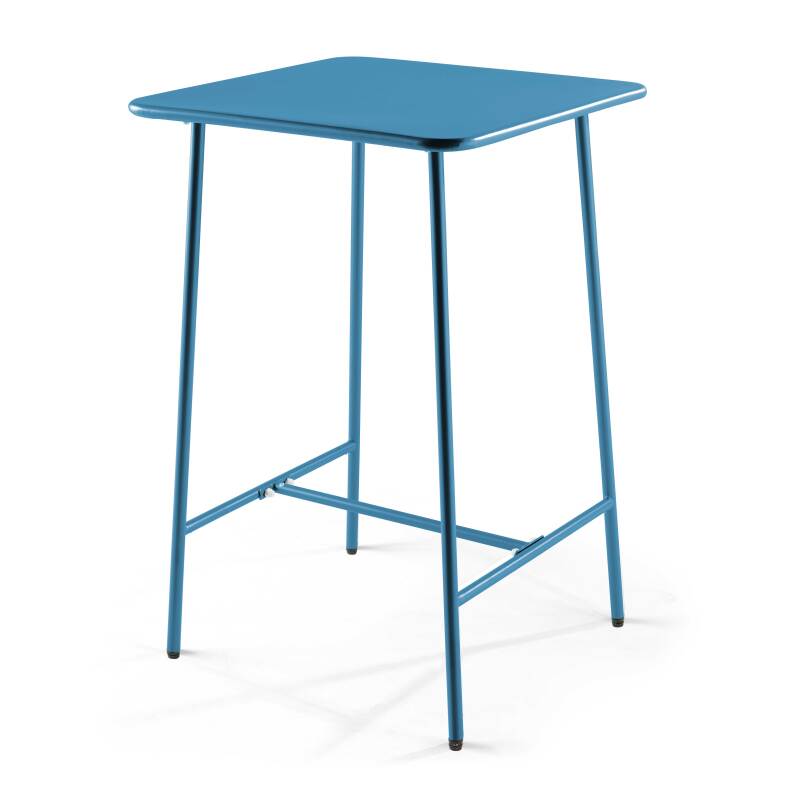 Tavolo alto da bar 70 cm x 70 cm e 4 sedie alte in metallo