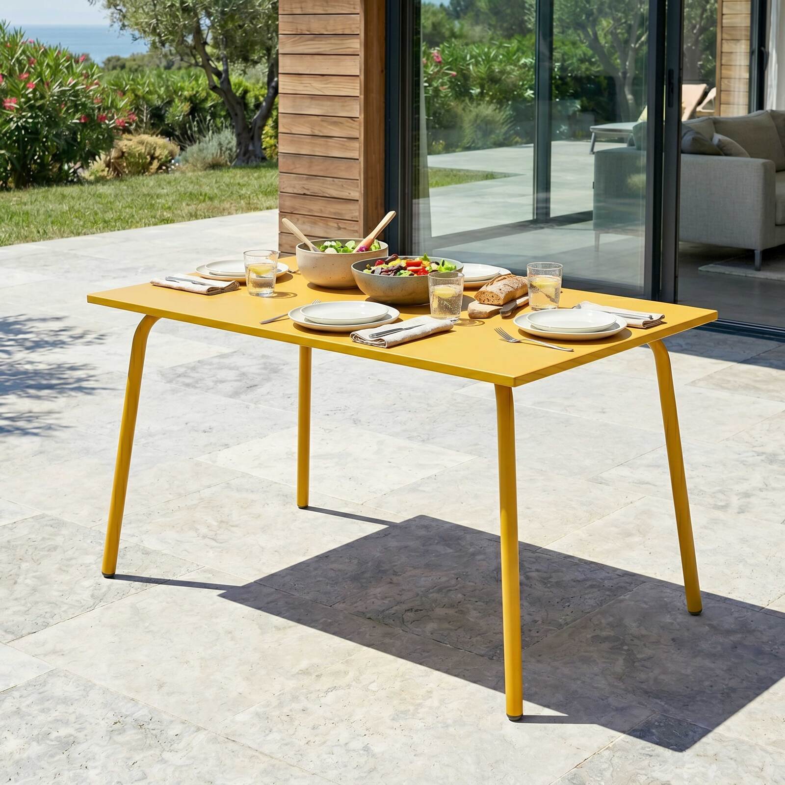 Tavolo da giardino in metallo per 6 persone 120x70 cm