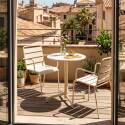 Tavolo da giardino bistrot rotonda inclinabile in metallo con piede incassato 70x70 cm e 2 sedie con braccioli