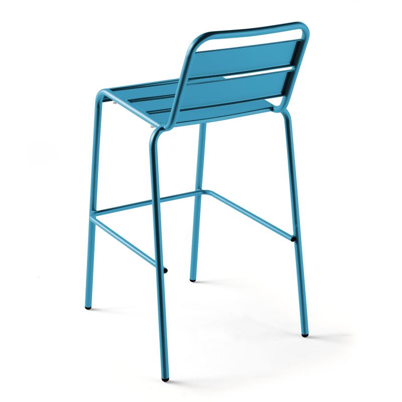 Tavolo alto da bar 70 cm x 70 cm e 4 sedie alte in metallo