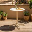 Tavolo da giardino bistrot rotonda inclinabile in metallo con piede incassato 70x70 cm e 2 sedie con braccioli