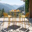 Tavolo alto da esterno bistrot quadrato in metallo 70x70 cm e 2 sedie alte
