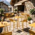 Tavolo alto da esterno bistrot quadrato in metallo 70x70 cm e 2 sedie alte