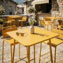 Tavolo alto da esterno bistrot quadrato in metallo 70x70 cm e 2 sedie alte