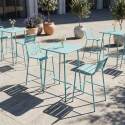 Tavolo alto da esterno bistrot quadrato in metallo 70x70 cm e 2 sedie alte