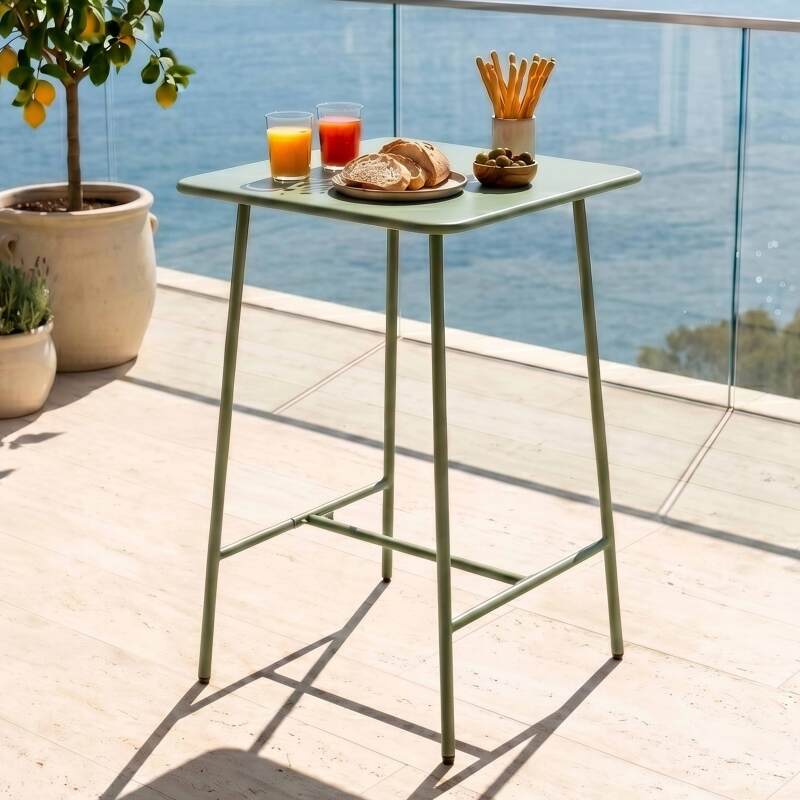 Tavolo alto da esterno in metallo 70x70x105 cm (3/6)