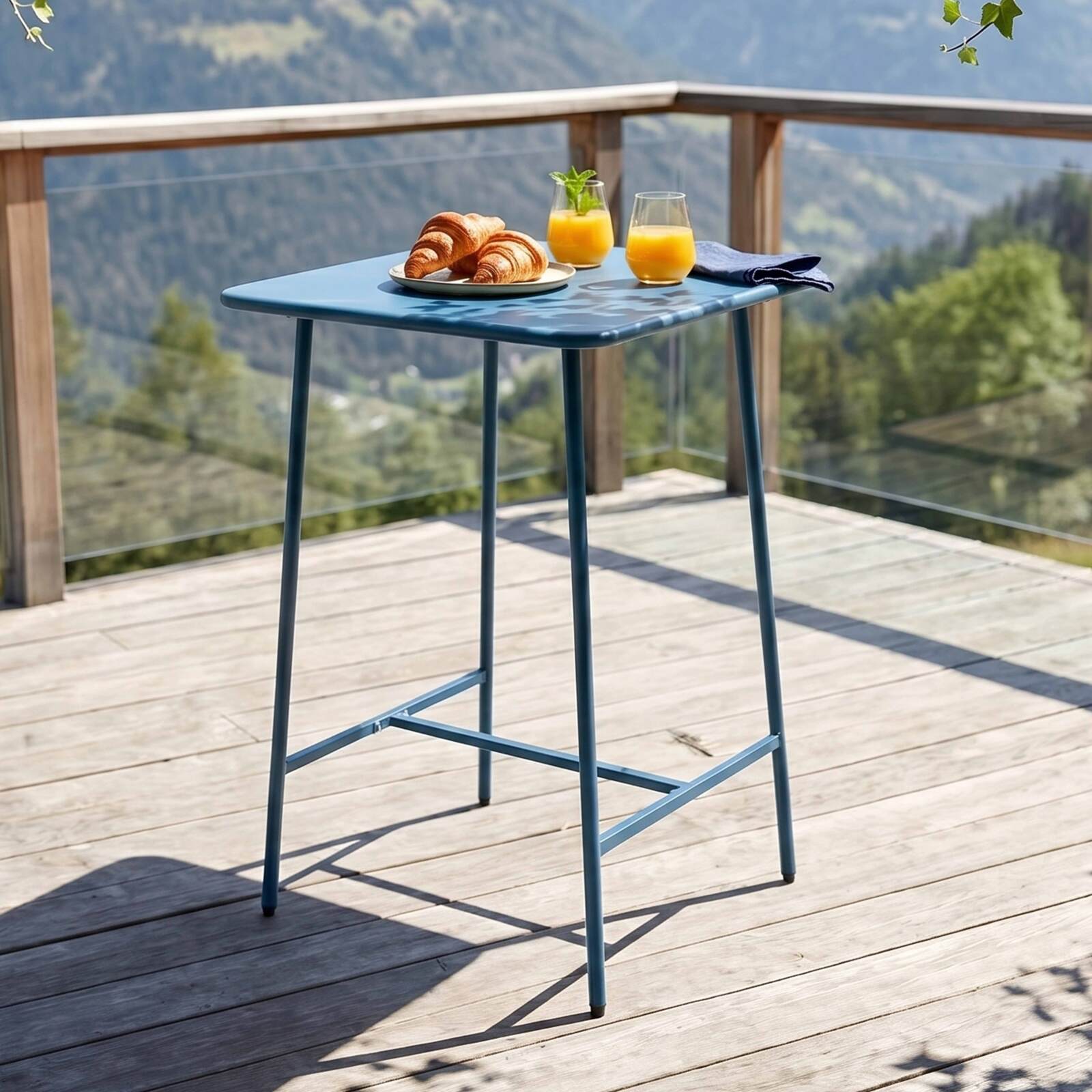 Tavolo alto da esterno in metallo 70x70x105 cm