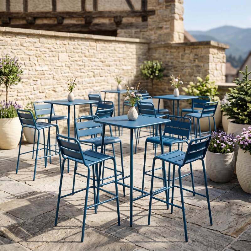 Tavolo alto da esterno in metallo 70x70x105 cm (5/6)