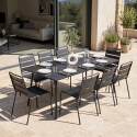 Tavolo da giardino rettangolare 180 x 90 cm e 8 sedie in metallo