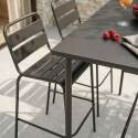 Tavolo alto da esterno in metallo 120x60 cm e 4 sedie alte