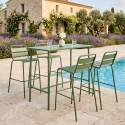Tavolo alto da esterno in metallo 120x60 cm e 4 sedie alte
