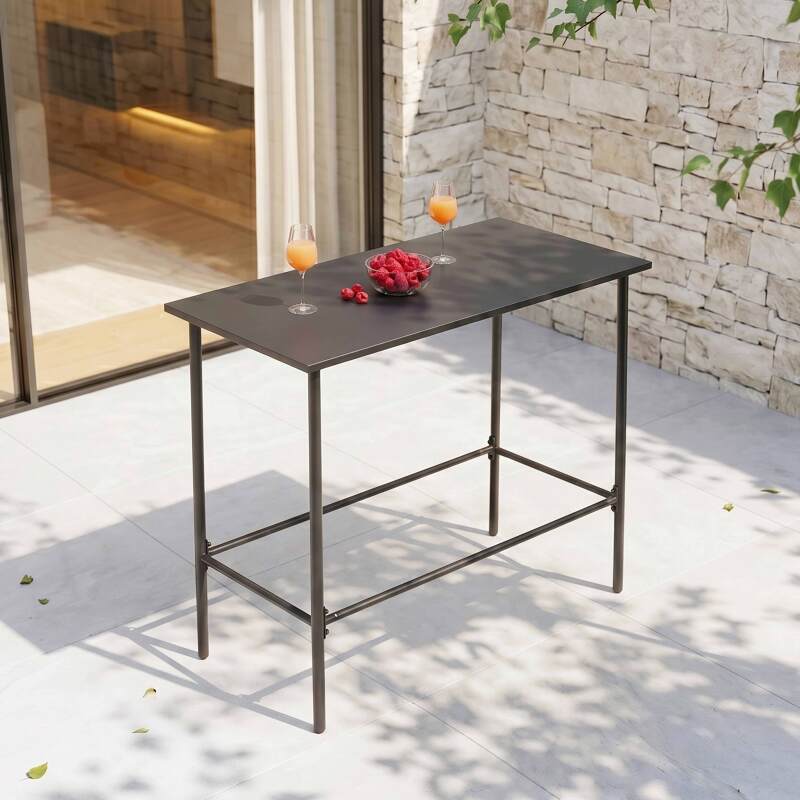 Tavolo alto da esterno in metallo 120x60x105 cm (3/6)