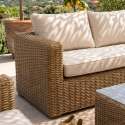 Salotto da giardino in resina intrecciata a 5 posti con 1 divano, 2 poltrone e 1 tavolino