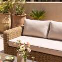 Salotto da giardino in resina intrecciata a 6 posti con 2 divani, 2 poltrone e 1 tavolino