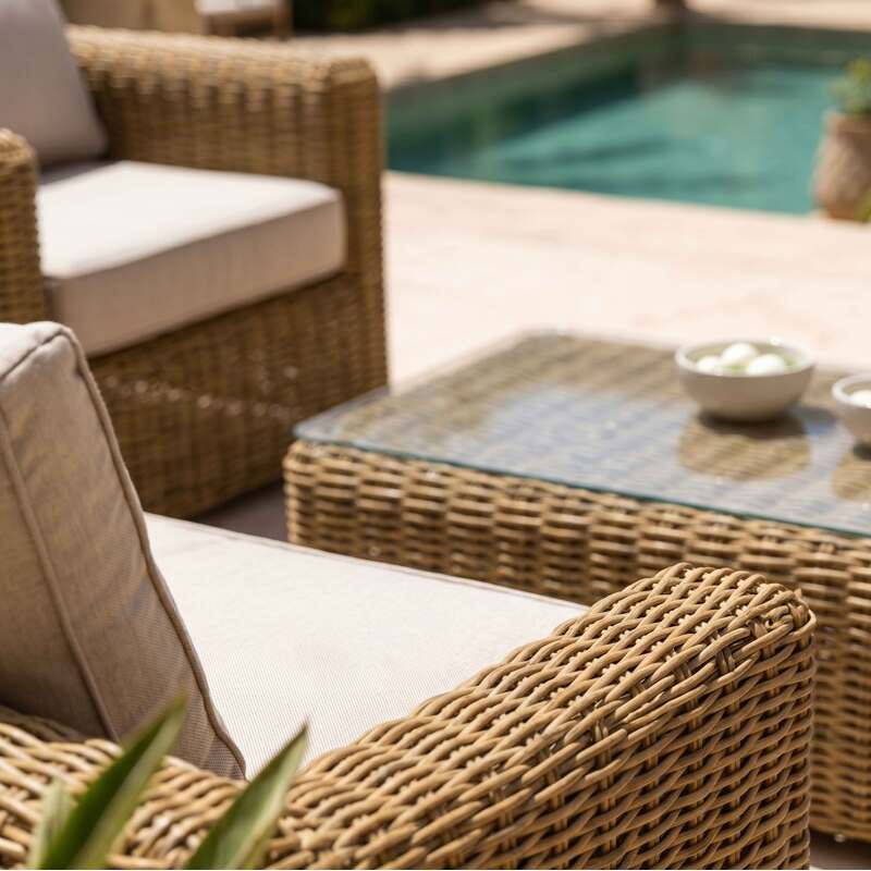 Salotto da giardino in resina intrecciata a 8 posti con 2 divani, 2 poltrone e 1 tavolino (3/9)