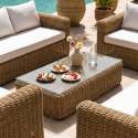 Salotto da giardino in resina intrecciata a 8 posti con 2 divani, 2 poltrone e 1 tavolino