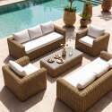 Salotto da giardino in resina intrecciata a 8 posti con 2 divani, 2 poltrone e 1 tavolino