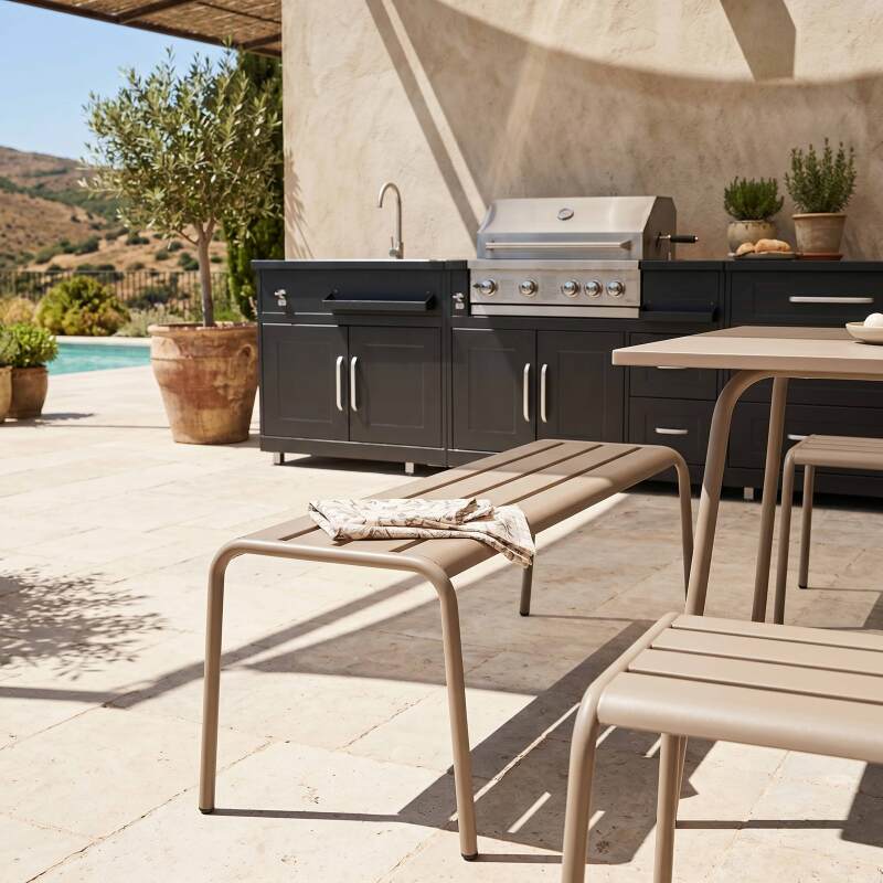 Tavolo da giardino quadrato in metallo 120x120 cm e 4 panche (3/7)