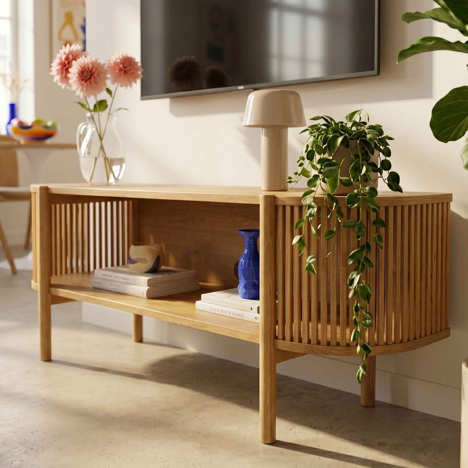 Mobile TV in effetto legno 160 cm stile boho