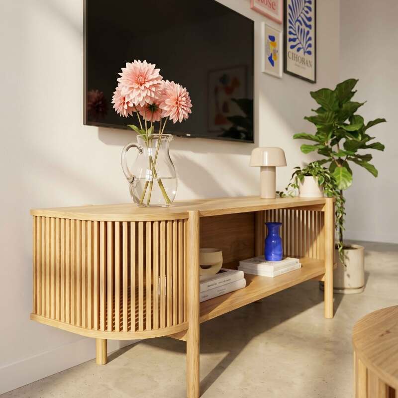 Mobile TV in effetto legno 160 cm stile boho (4/8)
