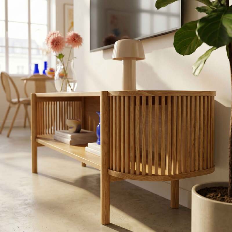 Mobile TV in effetto legno 160 cm stile boho (3/8)