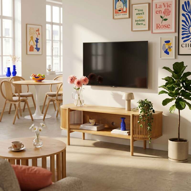 Mobile TV in effetto legno 160 cm stile boho