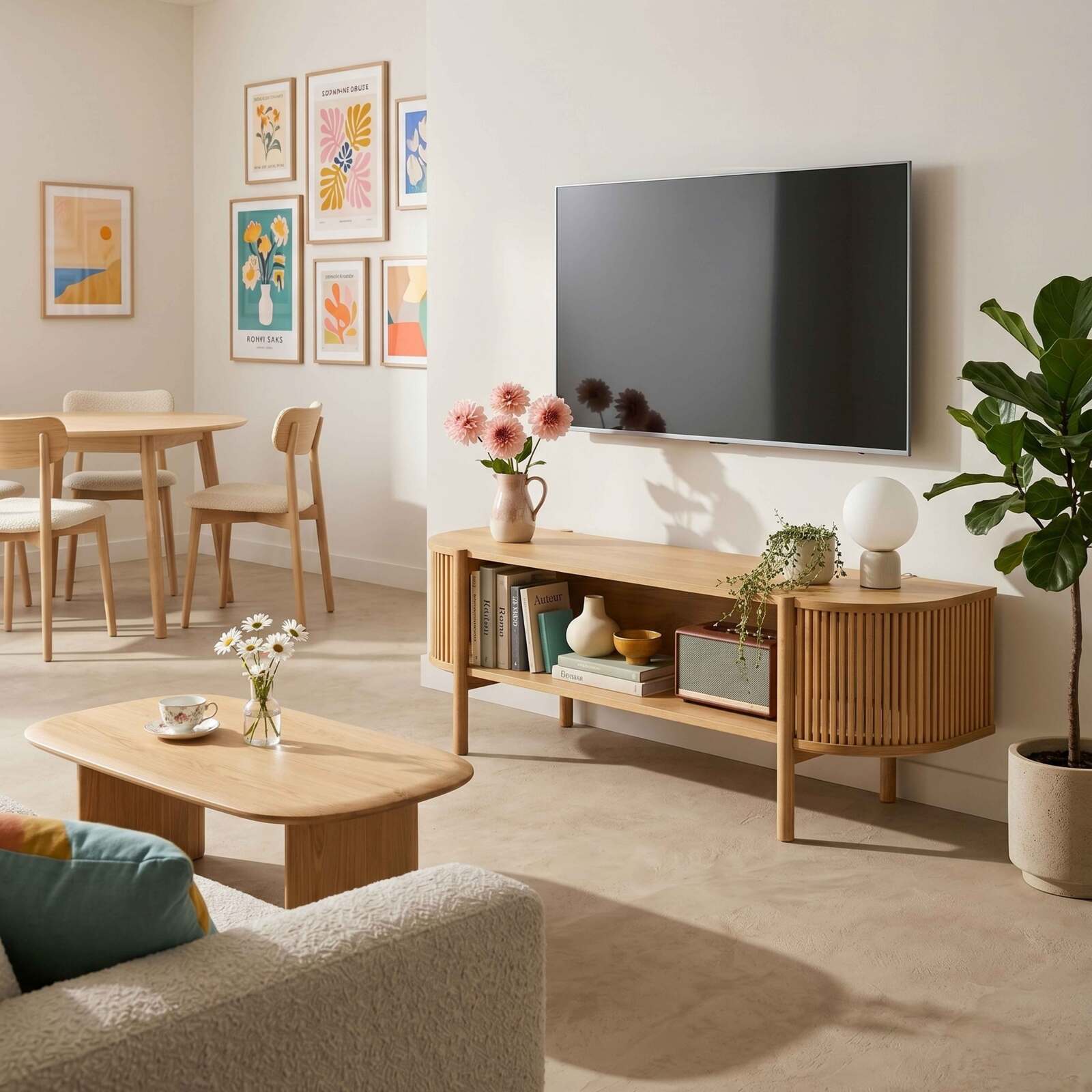 Mobile TV in effetto legno 160 cm stile boho