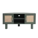 Mobile TV angolare effetto intreccio 120 cm in rattan sintetico stile boho