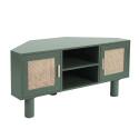 Mobile TV angolare effetto intreccio 120 cm in rattan sintetico stile boho