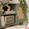 Mobile TV angolare effetto intreccio 120 cm in rattan sintetico stile boho