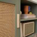 Mobile TV angolare effetto intreccio 120 cm in rattan sintetico stile boho