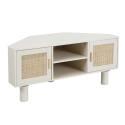 Mobile TV angolare effetto intreccio 120 cm in rattan sintetico stile boho