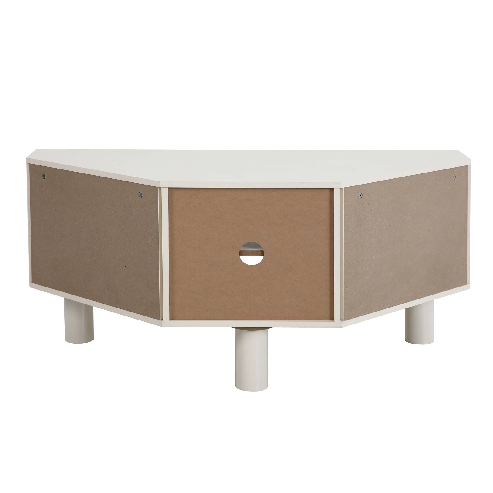 Mobile TV angolare effetto intreccio 120 cm in rattan sintetico stile boho
