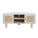 Mobile TV angolare effetto intreccio 120 cm in rattan sintetico stile boho
