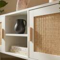 Mobile TV angolare effetto intreccio 120 cm in rattan sintetico stile boho