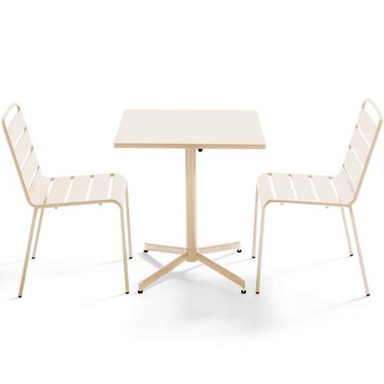 Tavolo da giardino quadrato pieghevole da bistrot 70 x 70 cm e 2 sedie in metallo