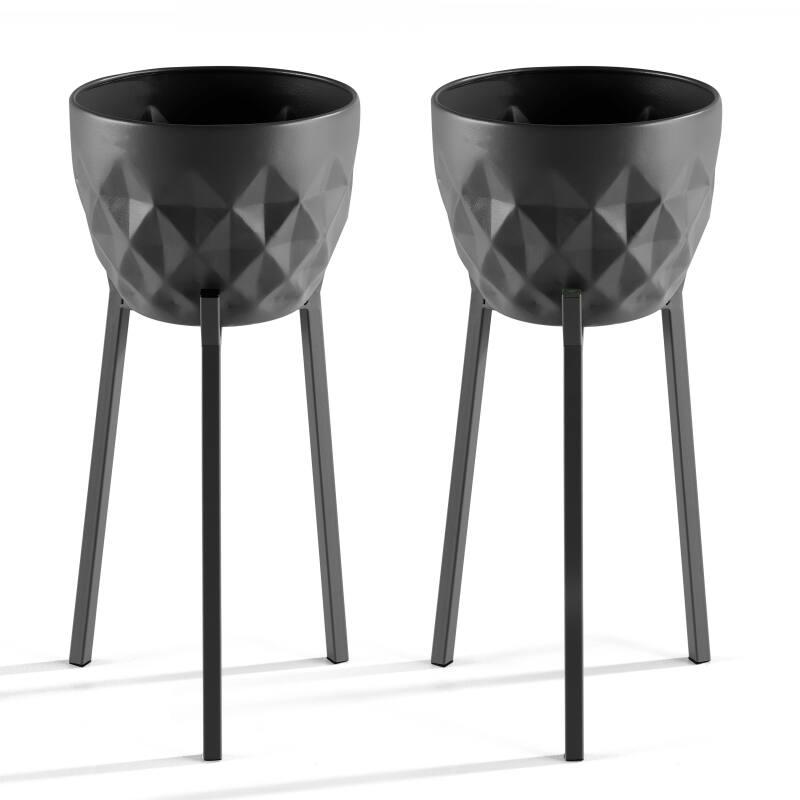 Set di 2 coprivasi su supporto in metallo