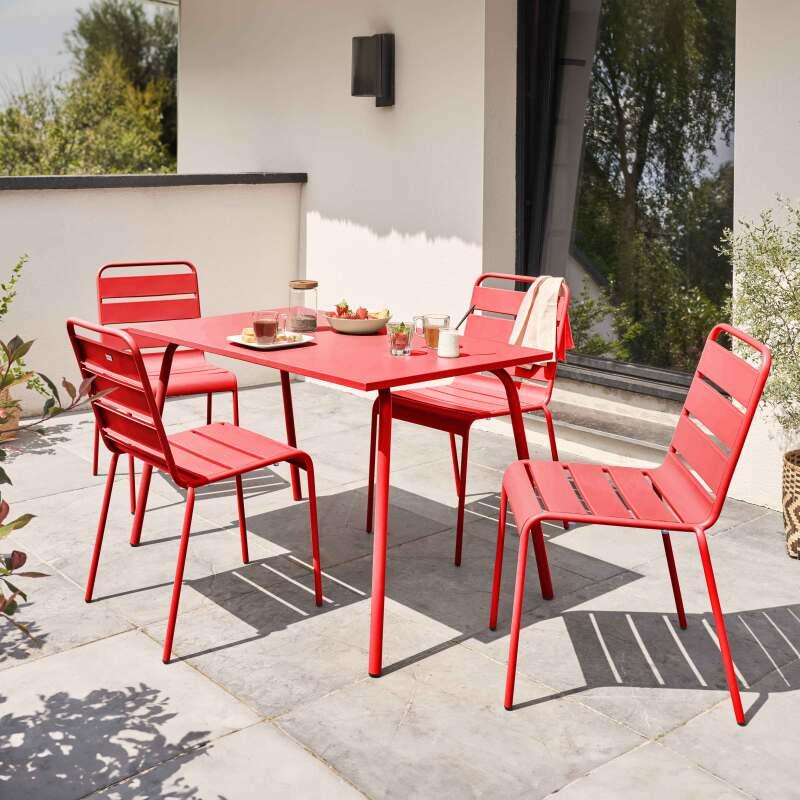 Tavolo da giardino in metallo 120x70 cm e 4 sedie in metallo - Lifestyle
