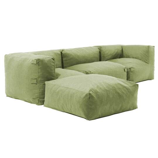 Divano angolare modulare con 1 poltrona, 2 poltrone angolari e 1 pouf | Oviala