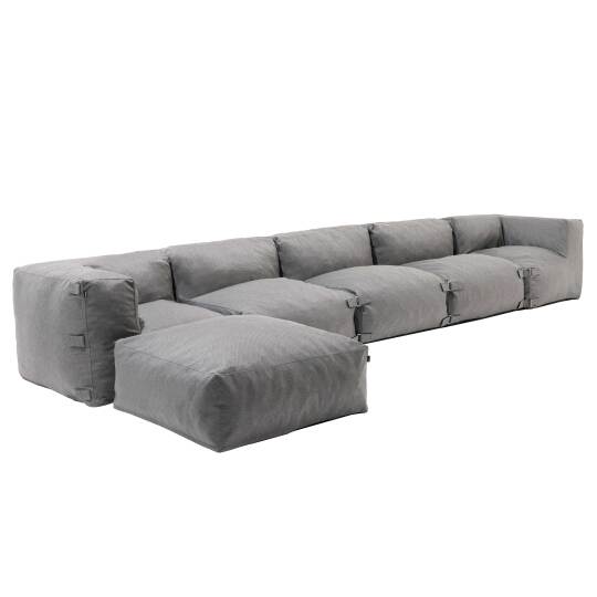 Divano angolare modulare con 3 poltroncine, 2 poltrone angolari e 1 pouf