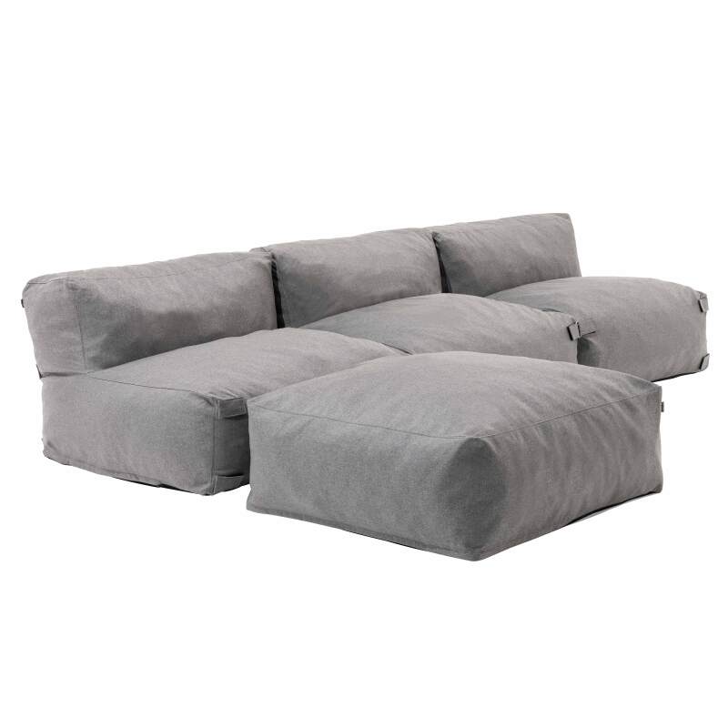 Divano angolare modulare con 3 poltrone e 1 pouf