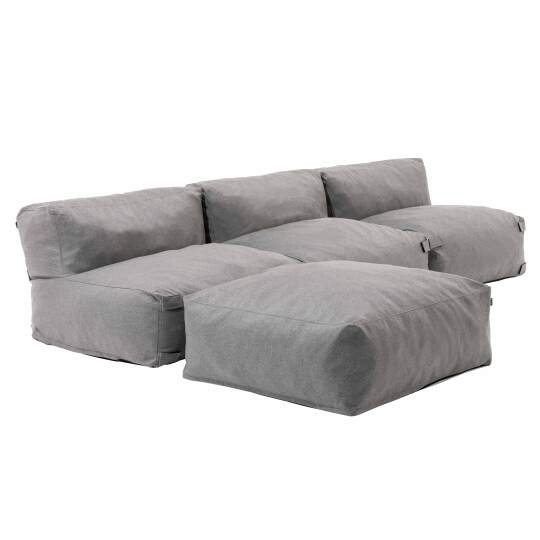 Divano angolare modulare con 3 poltrone e 1 pouf