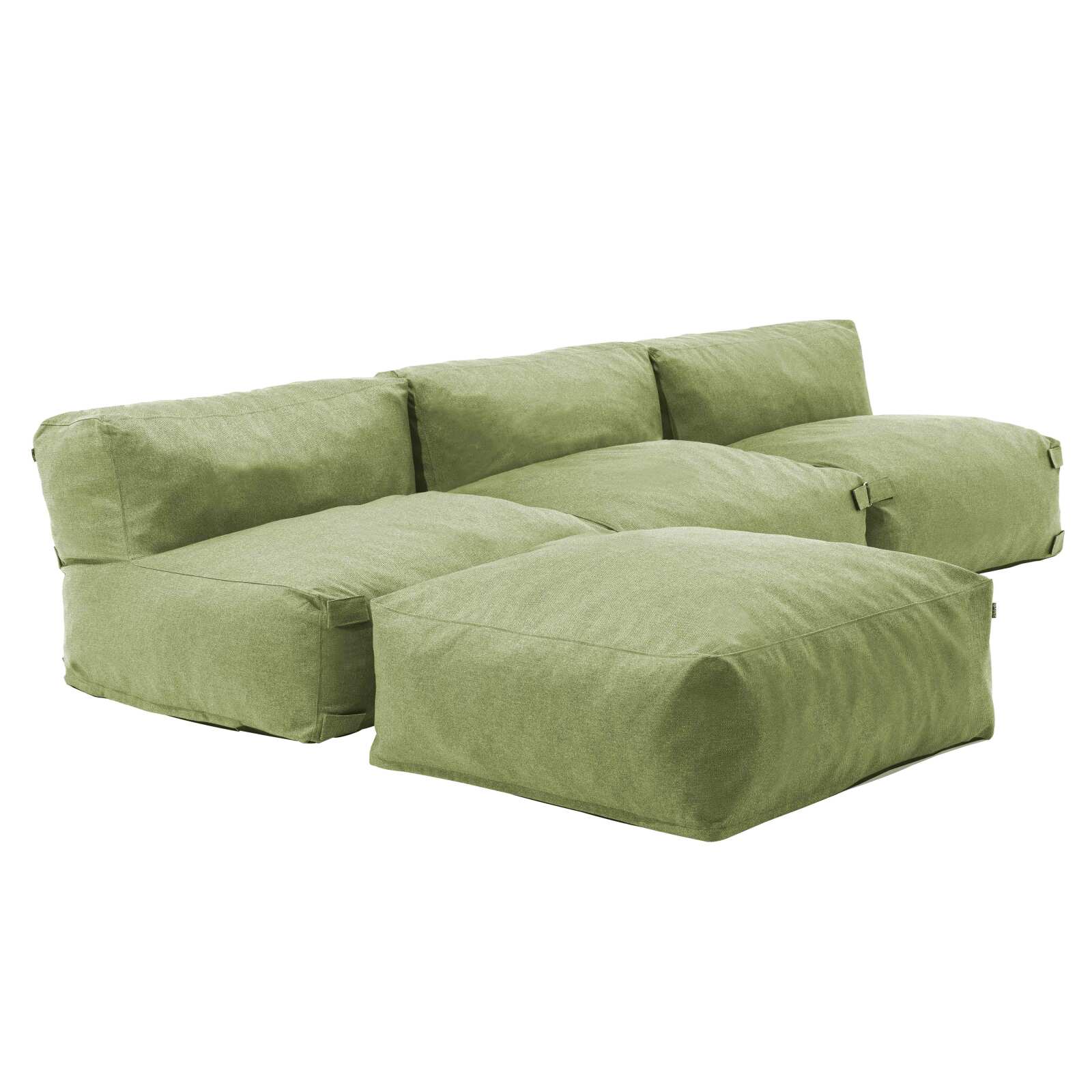Divano angolare modulare con 3 poltrone e 1 pouf
