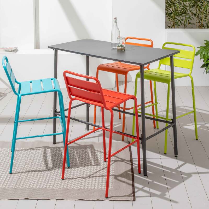 Tavolo alto da giardino (120 x 60 x 105 cm) in acciaio verniciato a polvere (5/6)