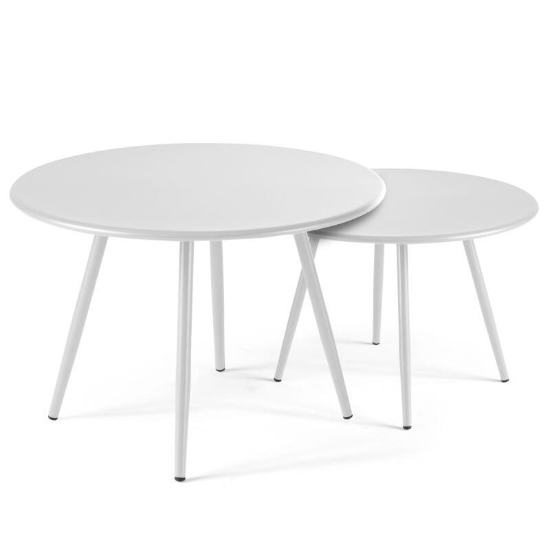 Tavolini impilabili rotondi da giardino Ø50 x 34 cm e Ø40 x 29,5 cm