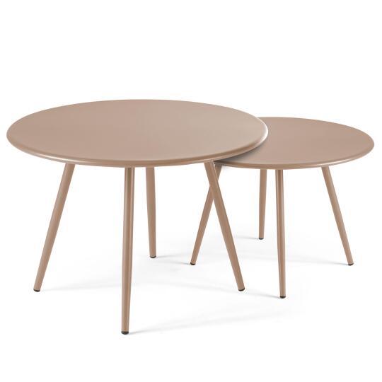 Tavolini impilabili rotondi da giardino Ø50 x 34 cm e Ø40 x 29,5 cm