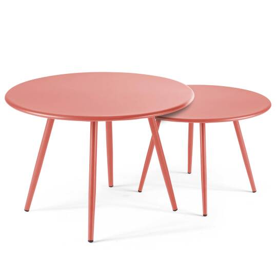 Tavolini impilabili rotondi da giardino Ø50 x 34 cm e Ø40 x 29,5 cm
